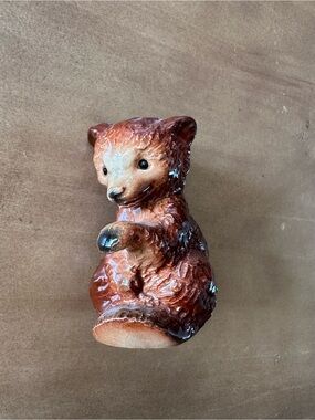 Antique Brown Ceramic Bear Figurine